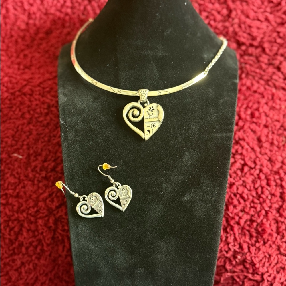 Elegant Gold and Silver Heart Jewelry Set